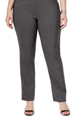Charter Club Women's Cambridge Tummy Control Slim Leg Pants Grey Size 4 Petite