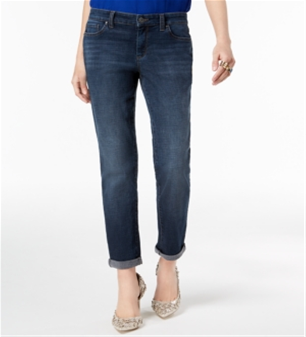 INC International Concepts Women's Curvy Fit Boyfriend Jeans Blue Size 10