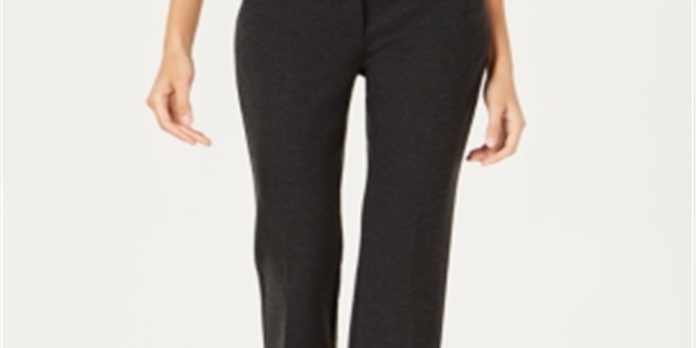Alfani Women's Faux Leather Trim Wide Leg Trousers Gray Size 16X4.5