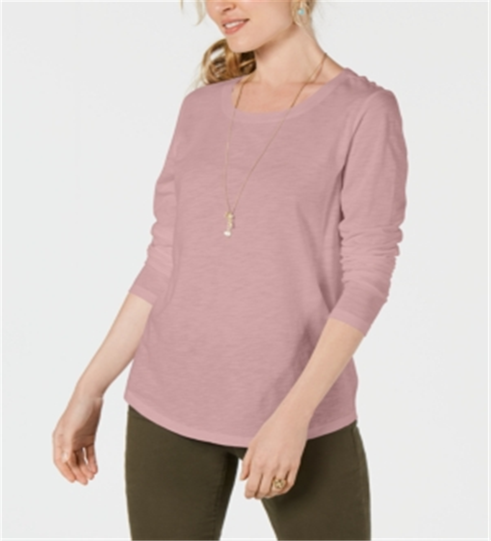 Style & Co Women's Long Sleeve Crewneck Top Pink Size X-Large