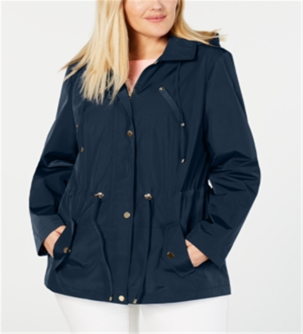 Charter Club Women's Water Resistant Utility Jacket Blue Size 3X