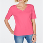 Karen Scott Women's Cotton V Neck T-Shirt Pink Size Large