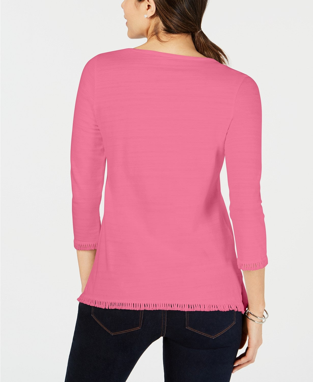 Charter Club Women's Cotton Lace Trim Top Pink Size X-Large