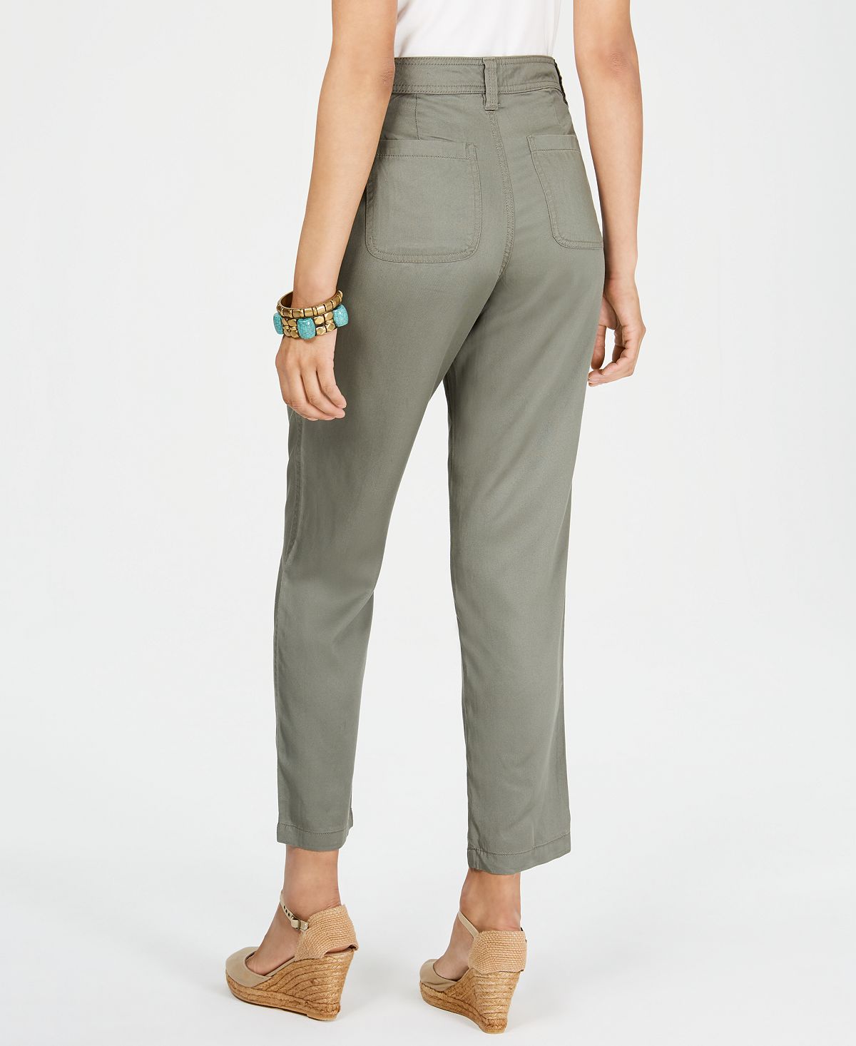 Style & Co Women's Tapered Utility Pants Olive Green Size 6