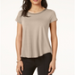 Alfani Women's Satin Trim High Low T-Shirt Brown Size -Petite XL