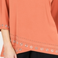 JM Collection Women's Embellished Boat Neck Top Orange Size Medium