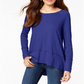 Style & Co Women's Cotton High Low Top Blue Size X-Large