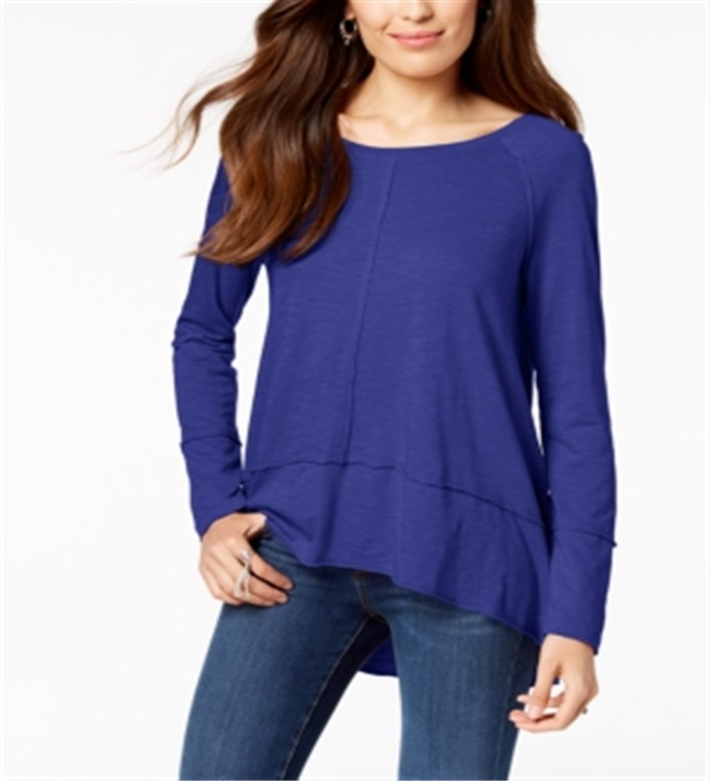 Style & Co Women's Cotton High Low Top Blue Size X-Large