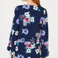 Style & Co Women's Floral Print Lace up Top Blue Size Medium