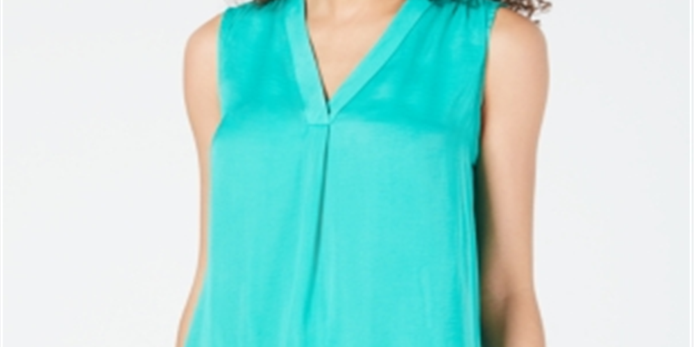 Alfani Women's Sleeveless V Neck Top Green Size Small