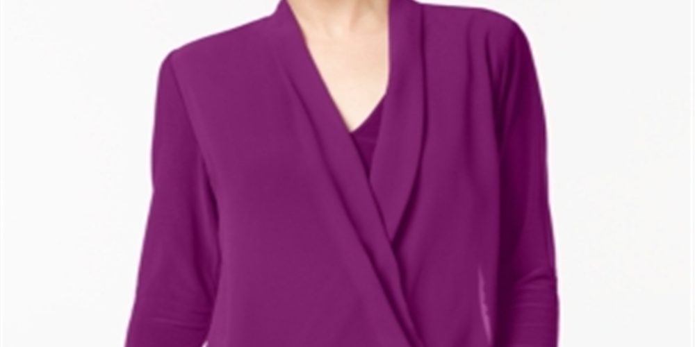 Alfani Women's Surplice Top Purple Size Petite XL