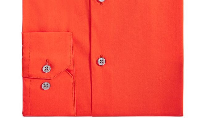 Alfani Men's Slim Fit Officewear Button Down Shirt Orange Size XL