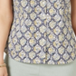 Charter Club Women's Printed Sleeveless Shirt Yellow/Dark Blue  Size 4