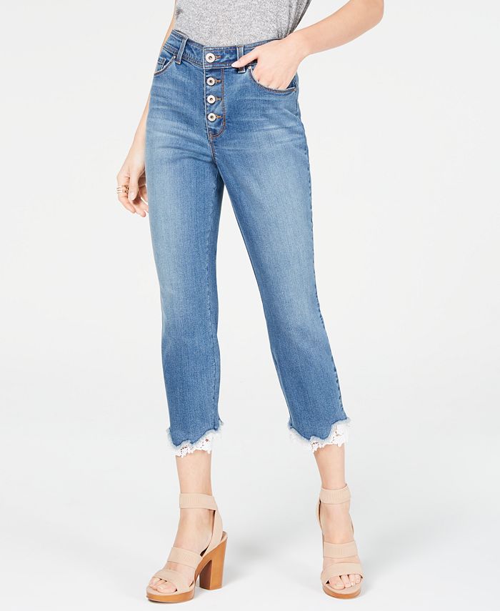 INC International Concepts Women's Lace trim Jeans Blue Size 10