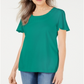 Karen Scott Women's Braided Neck T-Shirt Green Size X-Small