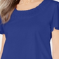 Karen Scott Women's Braided Neck T-Shirt Blue Size X-Small