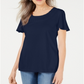 Karen Scott Women's Braided Neck T-Shirt Blue Size Small