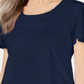 Karen Scott Women's Braided Neck T-Shirt Blue Size Small