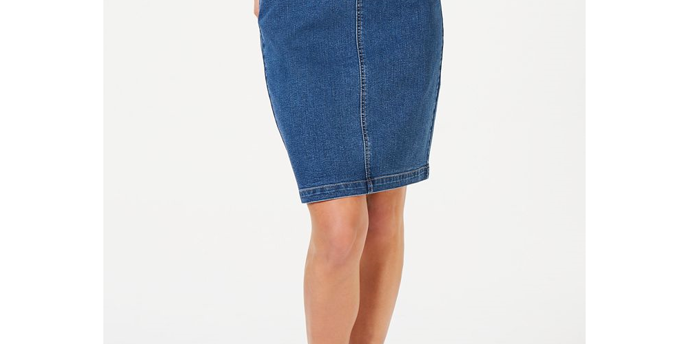 Charter Club Women's Denim Tummy Control Skirt -Blue Size 4