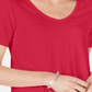 JM Collection Women's Lattice Back V-Neck Top Pink Size Large