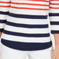 Charter Club Women's Pima Cotton Button Shoulder Striped Top Red Size Petite
