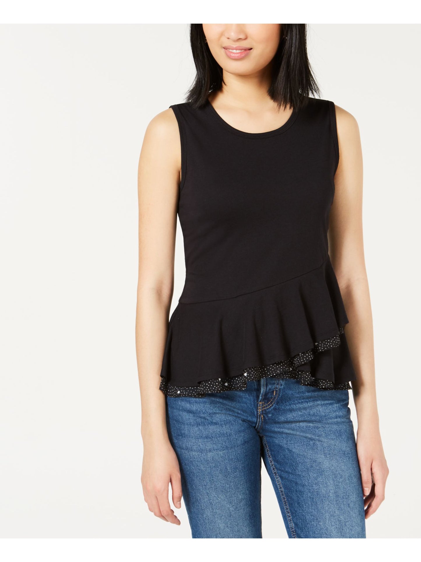 Maison Jules Women's Crossover Peplum Top Black Size XX-Large