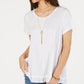 Style & Co Women's Ruffled Hem Top White Size Medium