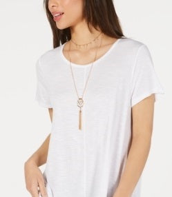 Style & Co Women's Ruffled Hem Top White Size Medium