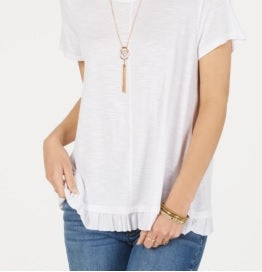 Style & Co Women's Ruffled Hem Top White Size Medium