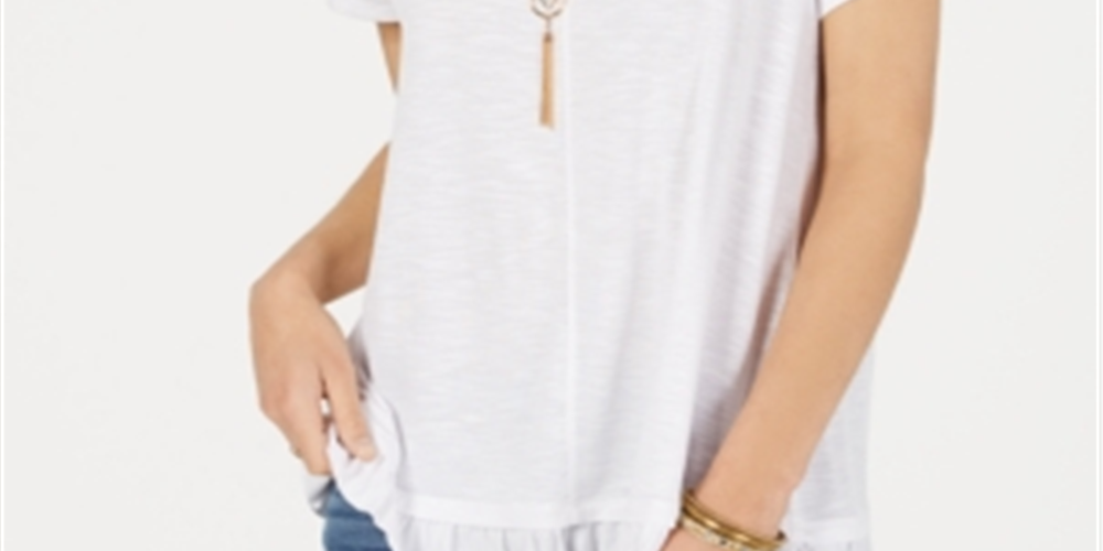 Style & Co Women's Ruffled Hem Top White Size Medium