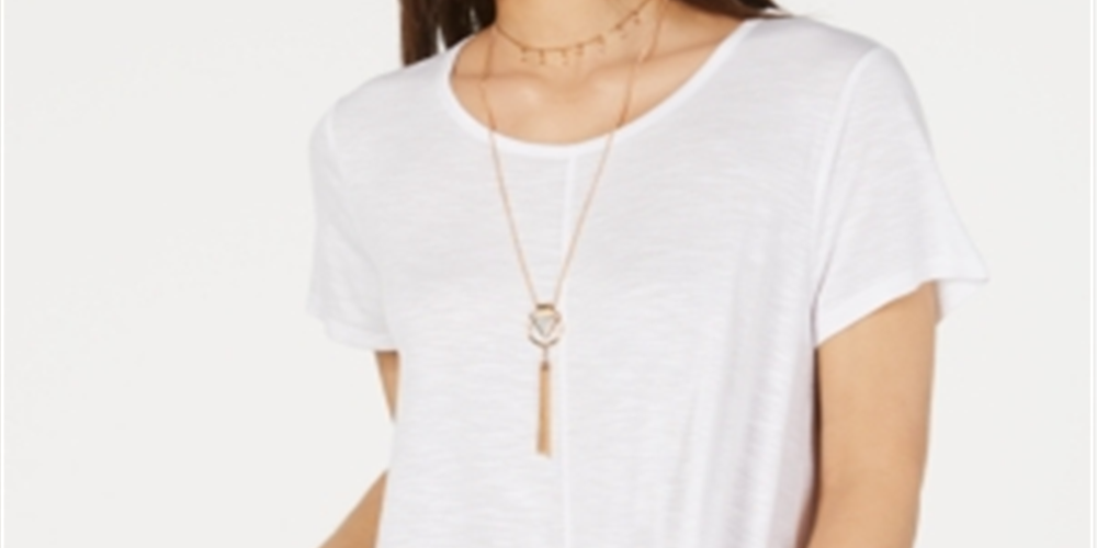 Style & Co Women's Ruffled Hem Top White Size X-Large