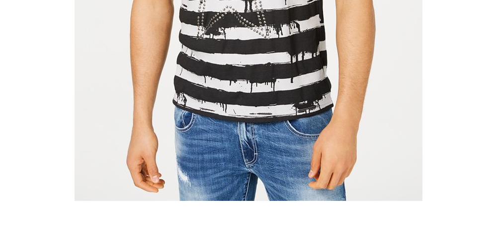 INC International Concepts Men's Cotton V Neck Graphic T-Shirt Gray Size Small