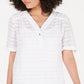 Alfani Women's Plaid V Neck Top White Size Petite Small