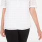 Alfani Women's Plaid V Neck Top White Size Petite Small