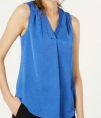 Alfani Women's V Neck Tank Top Blue Size Petite Small