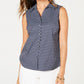 Charter Club Women's Sleeveless Sailboat Print Blouse Blue Size 10