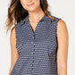 Charter Club Women's Sleeveless Sailboat Print Blouse Blue Size 10