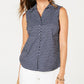 Charter Club Women's Sleeveless Sailboat Print Blouse Blue Size 16