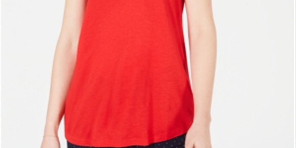 Maison Jules Women's Solid Sleeveless Muscle Tank Red Size XX-Large