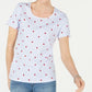 Karen Scott Women's Printed Scoop Neck Top Blue Size Small