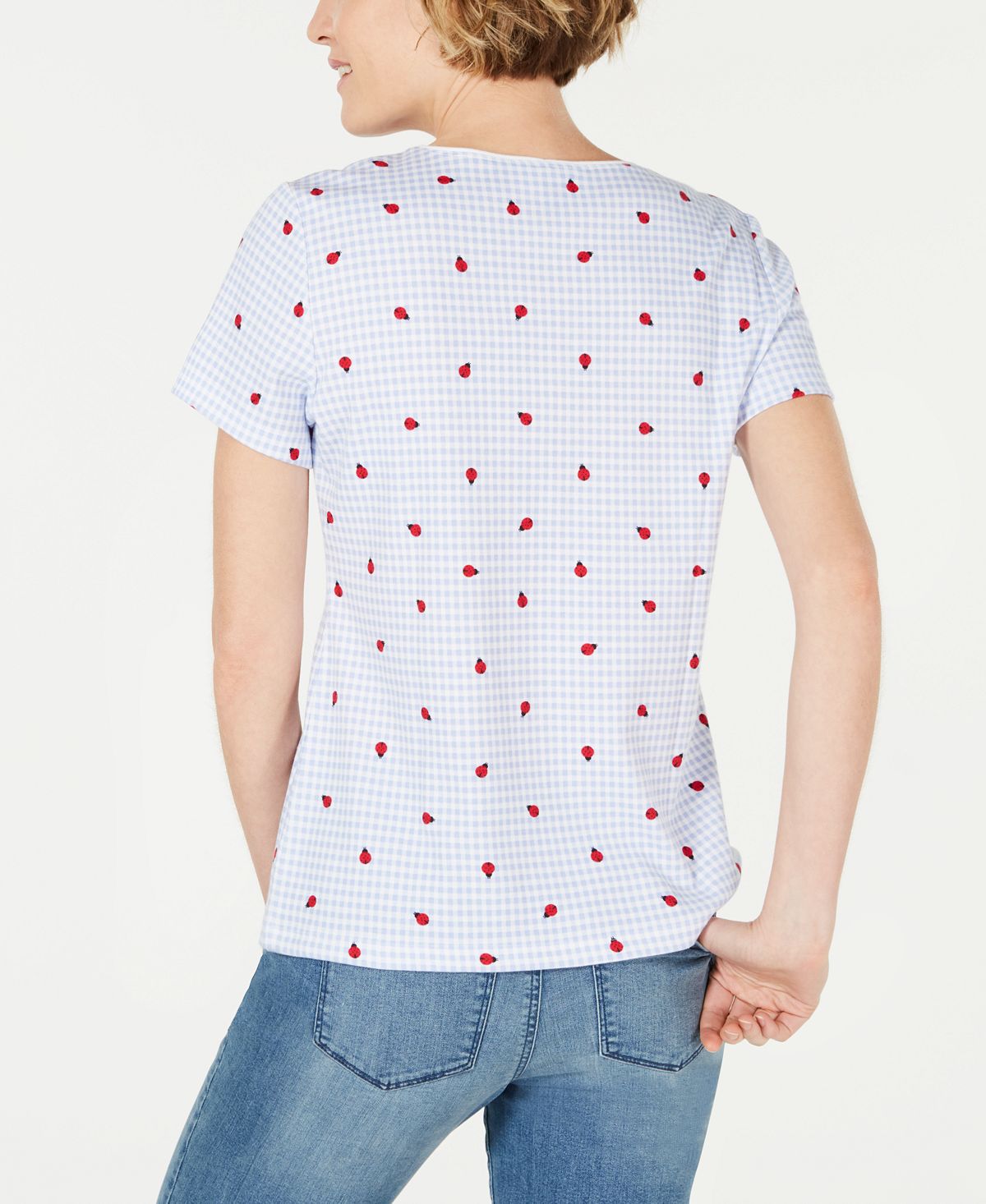 Karen Scott Women's Printed Scoop Neck Top Blue Size Small