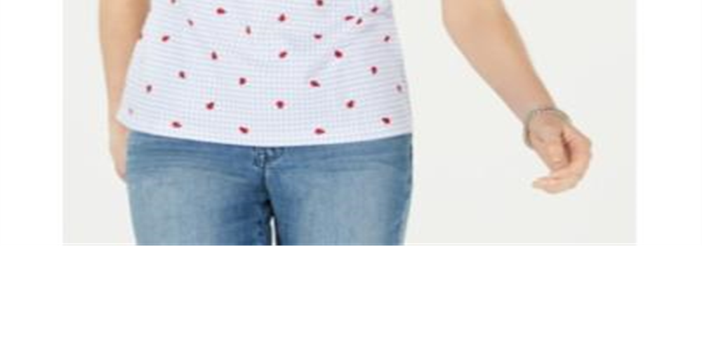 Karen Scott Women's Printed Scoop Neck Top Blue Size Small
