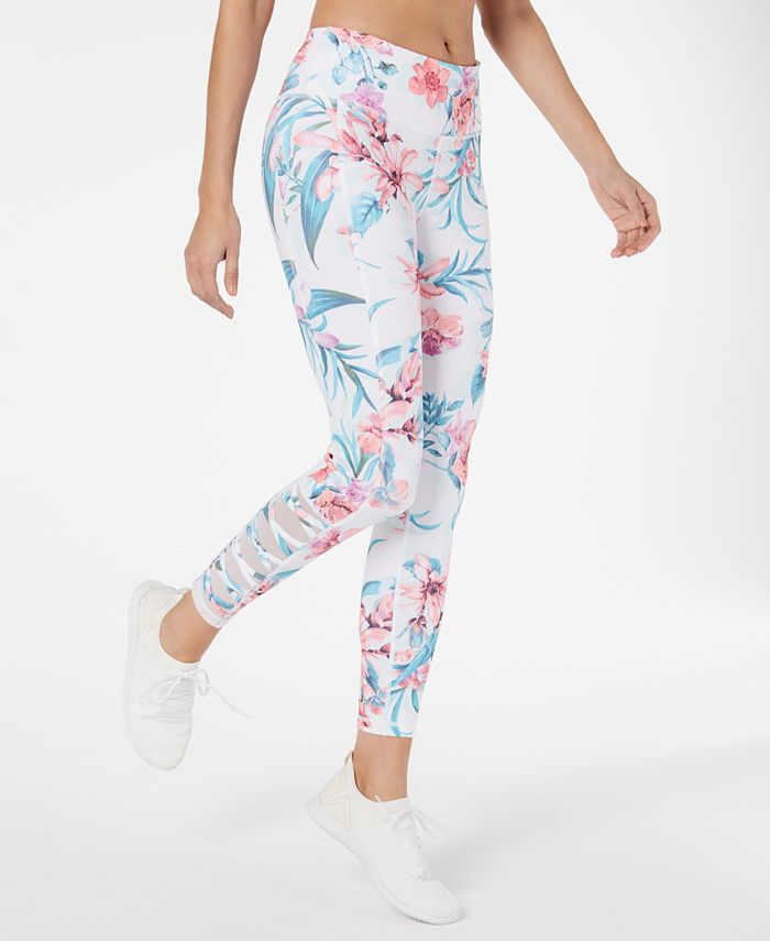 Ideology Women's Printed Cutout Leggings White Size Large