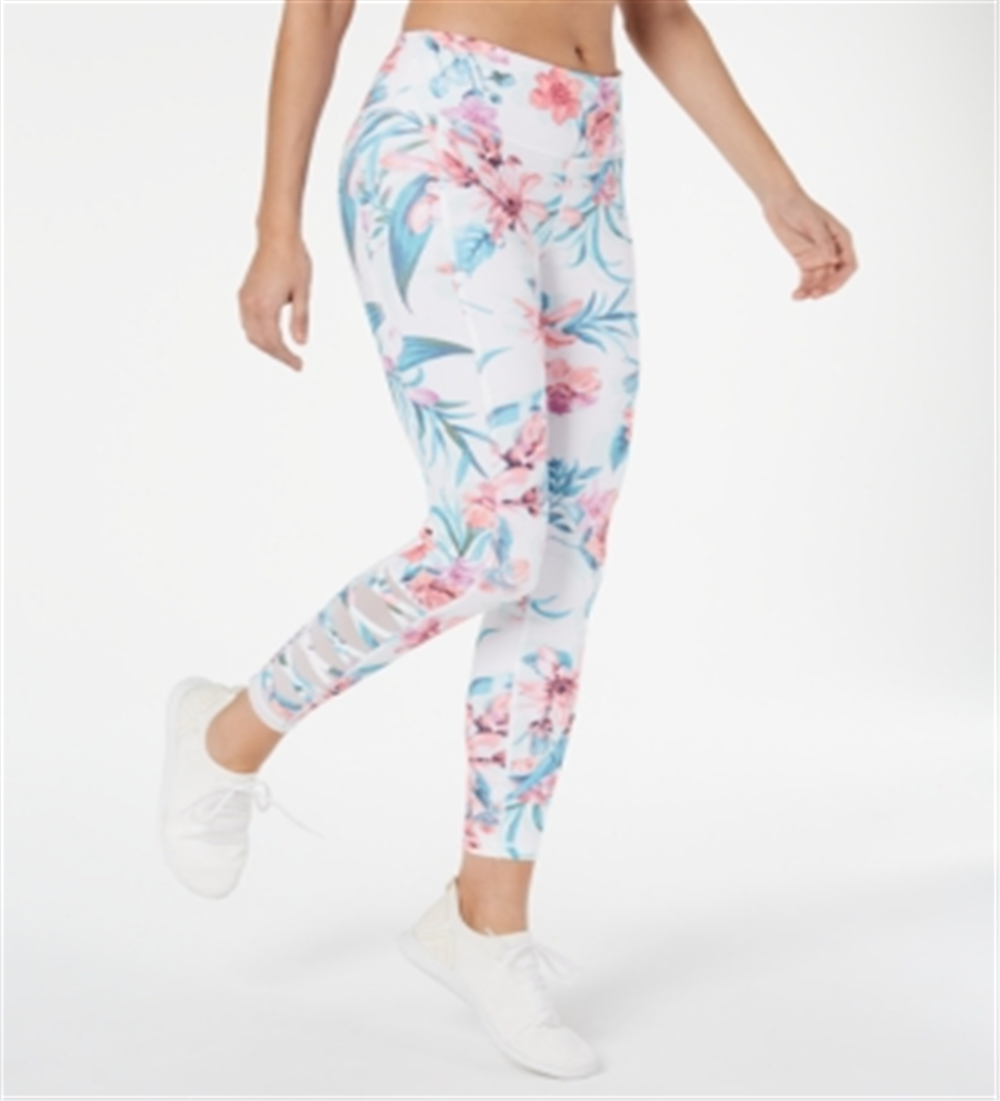 Ideology Women's Printed Cutout Leggings White Size Large