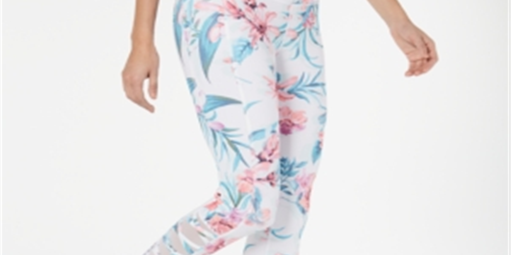Ideology Women's Printed Cutout Leggings White Size Large