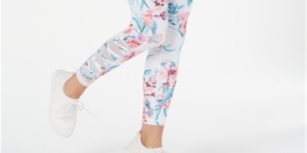 Ideology Women's Printed Cutout Leggings White Size Large
