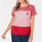 Karen Scott Bandana Striped Scoop-Neck Top Red Size XS