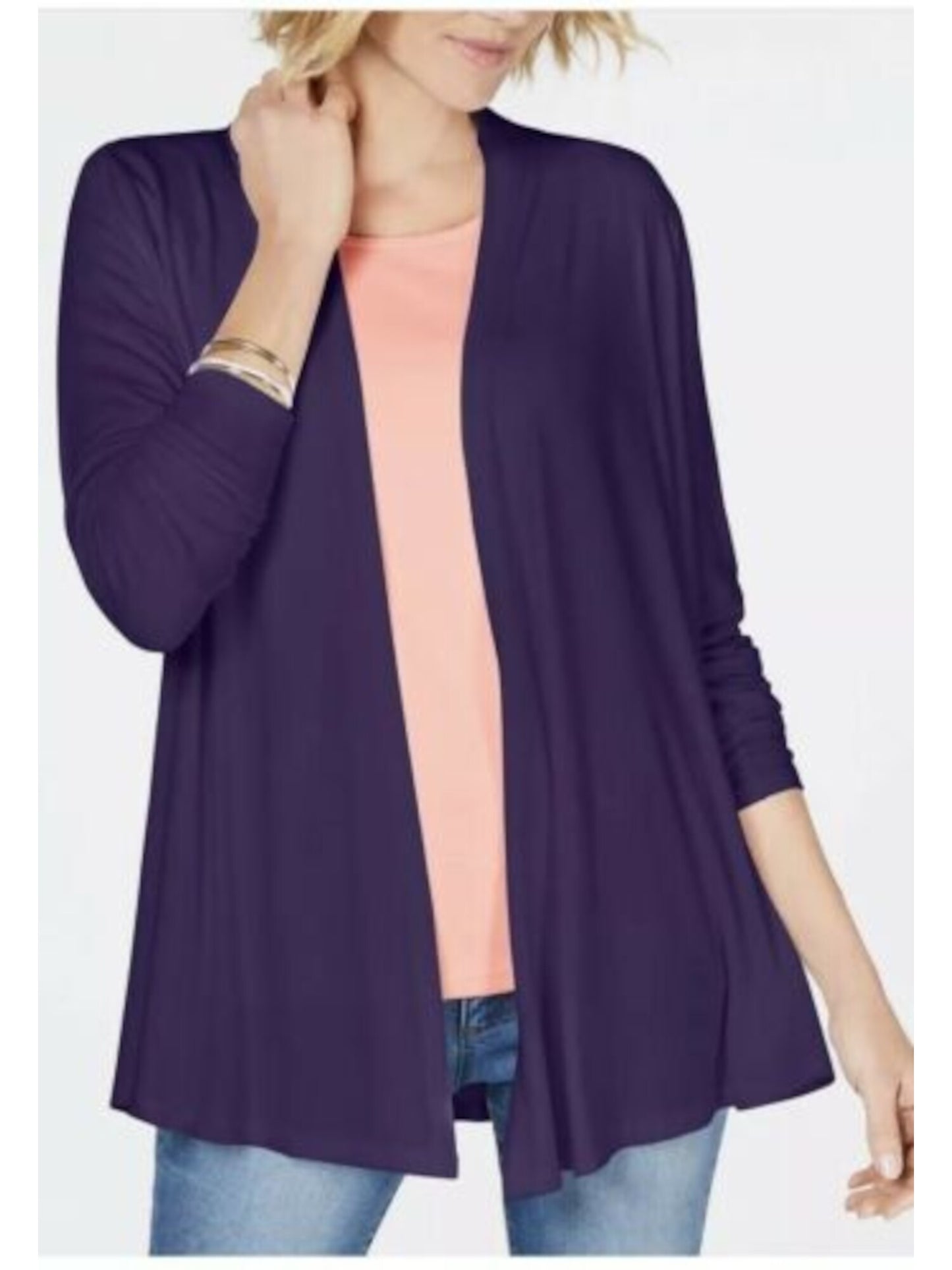Karen Scott Women's Long Sleeve Open Cardigan Top Blue Size X-Large