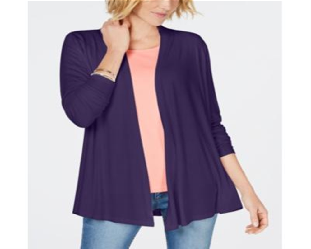 Karen Scott Women's Long Sleeve Open Cardigan Top Blue Size X-Large