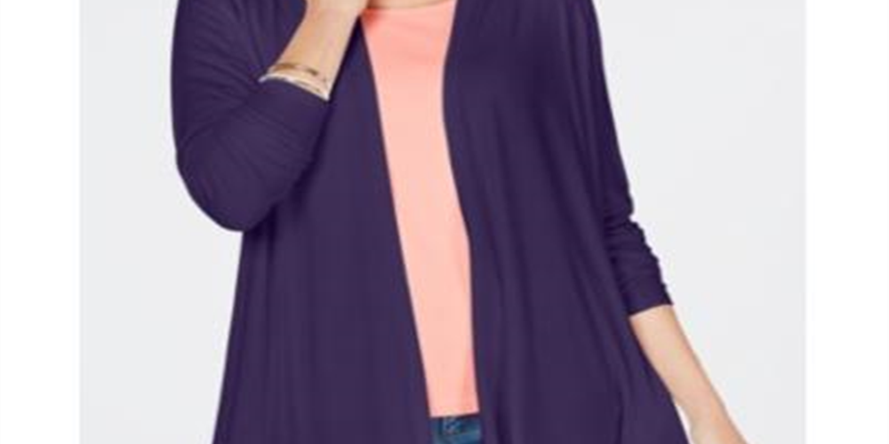 Karen Scott Women's Long Sleeve Open Cardigan Top Blue Size X-Large